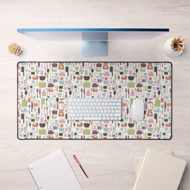 Pattern with colourful cooking icons desk mat (Office 1)