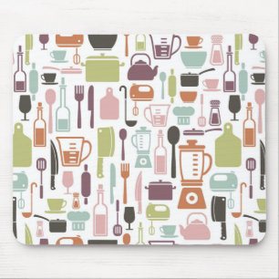 Pattern with colourful cooking icons mouse pad