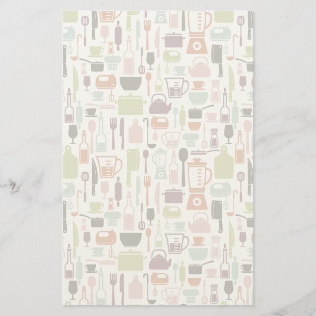 Pattern with colourful cooking icons stationery (Front)