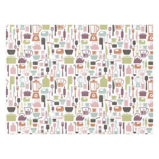 Pattern with colourful cooking icons tablecloth (Front (Horizontal))