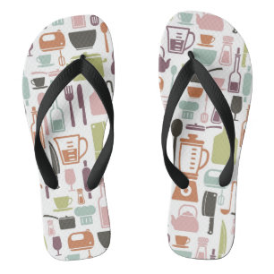 Pattern with colourful cooking icons thongs