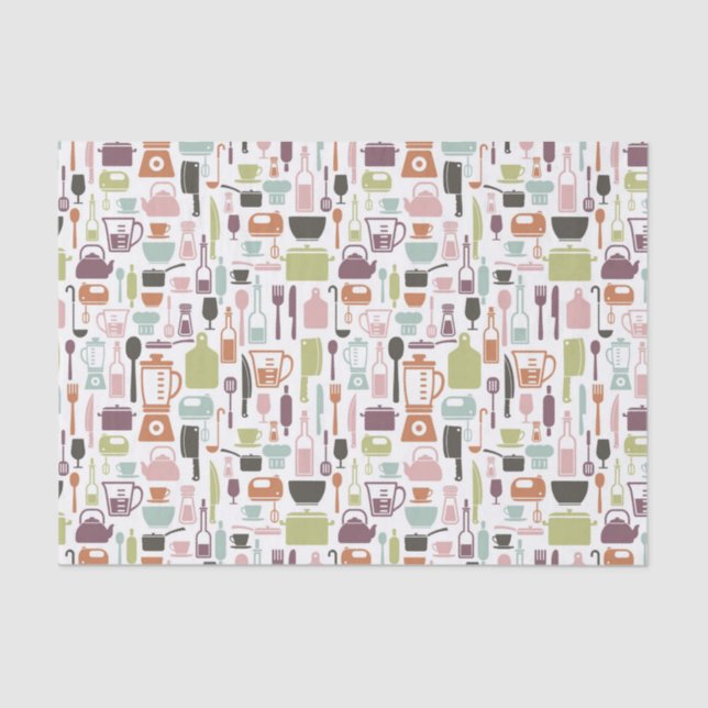 Pattern with colourful cooking icons tissue paper (Front)
