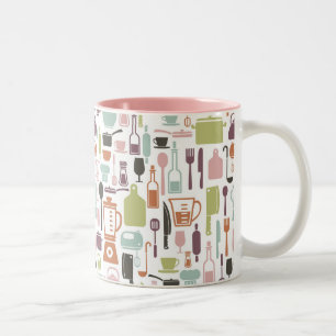 Pattern with colourful cooking icons Two-Tone coffee mug