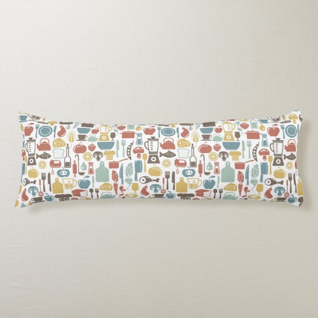 Pattern with cooking icons body cushion (Front)