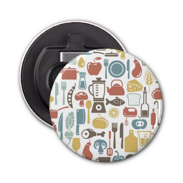 Pattern with cooking icons bottle opener (Front)