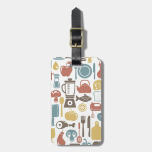 Pattern with cooking icons luggage tag