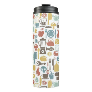 Pattern with cooking icons thermal tumbler