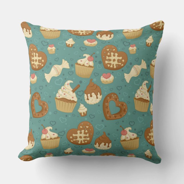 Pattern with cupcakes and candies cushion (Front)