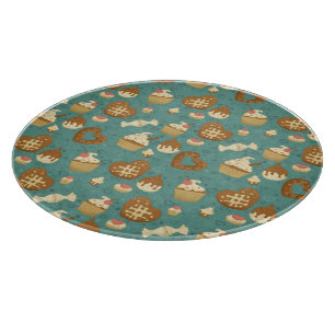Pattern with cupcakes and candies cutting board
