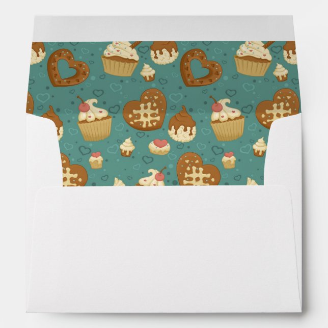 Pattern with cupcakes and candies envelopes (Back (Bottom))