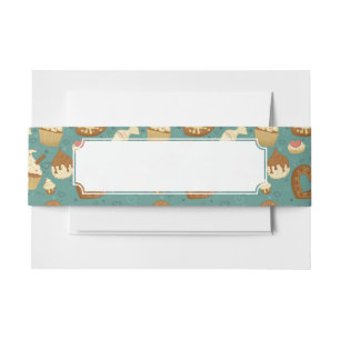Pattern with cupcakes and candies invitation belly band