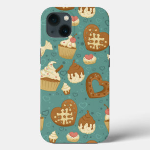 Pattern with cupcakes and candies iPhone case