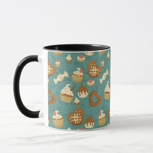 Pattern with cupcakes and candies mug (Left)