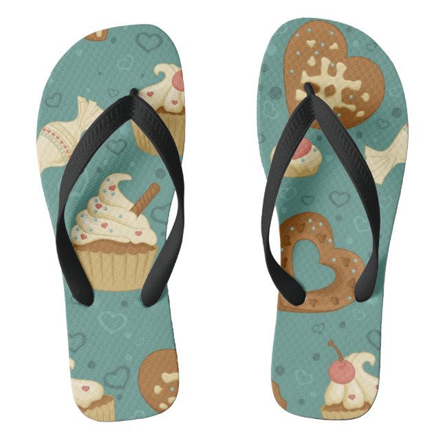 Pattern with cupcakes and candies thongs (Footbed)