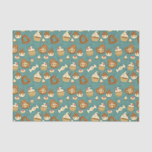 Pattern with cupcakes and candies tissue paper (Front)
