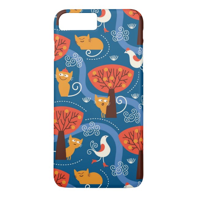 pattern with cute cats and birds Case-Mate iPhone case (Back)