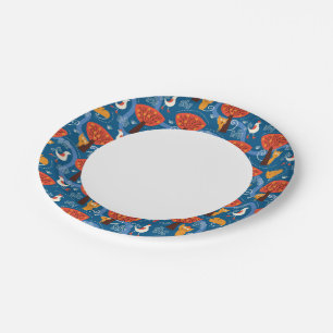 pattern with cute cats and birds paper plate