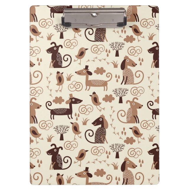 pattern with cute dogs clipboard (Front)