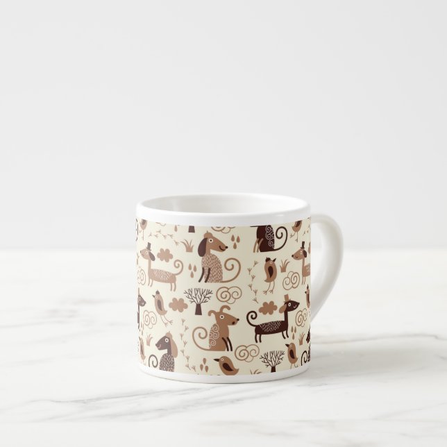 pattern with cute dogs espresso cup (Front Right)