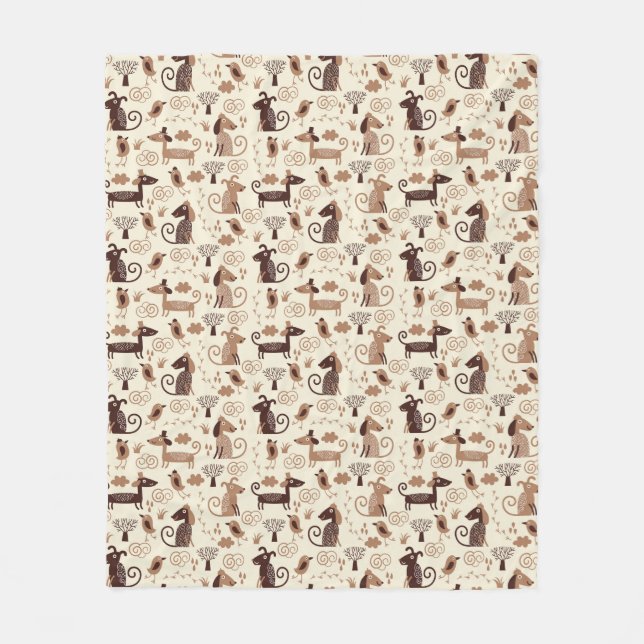pattern with cute dogs fleece blanket (Front)