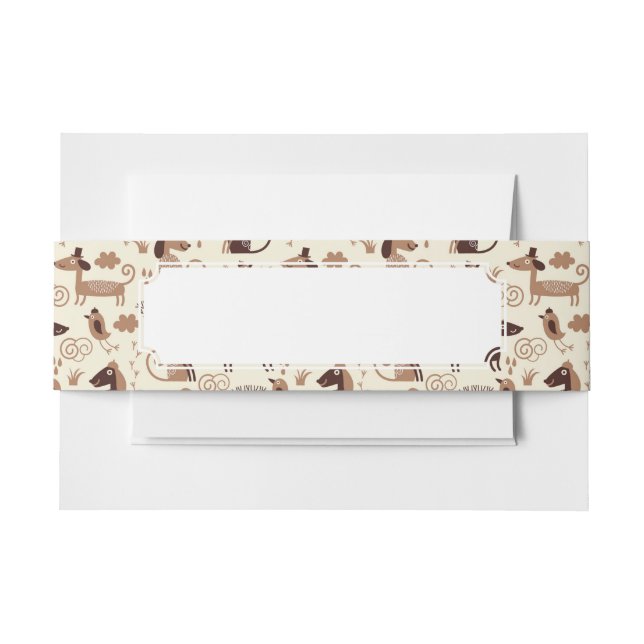 pattern with cute dogs invitation belly band (Front Example)