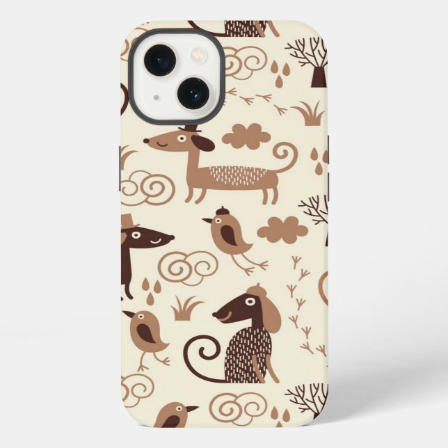 pattern with cute dogs iPhone case (Back)