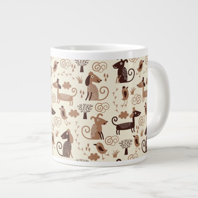 pattern with cute dogs large coffee mug (Front Right)