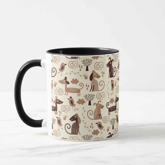 pattern with cute dogs mug (Left)