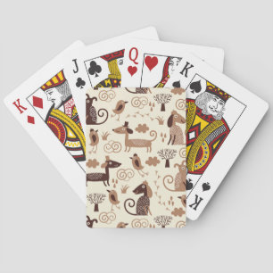 pattern with cute dogs playing cards