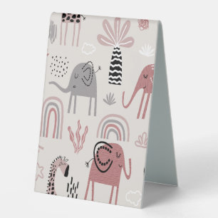 pattern with cute elephants and giraffes giant