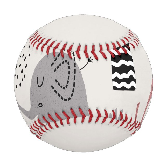 pattern with cute elephants and giraffes giant  baseball (Front)