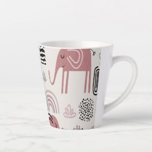pattern with cute elephants and giraffes giant cof latte mug