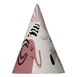 pattern with cute elephants and giraffes giant party hat
