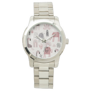 pattern with cute elephants and giraffes giant  watch