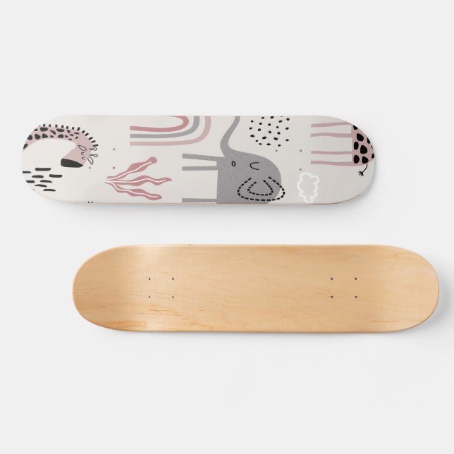 pattern with cute elephants and giraffes skateboard (Horz)