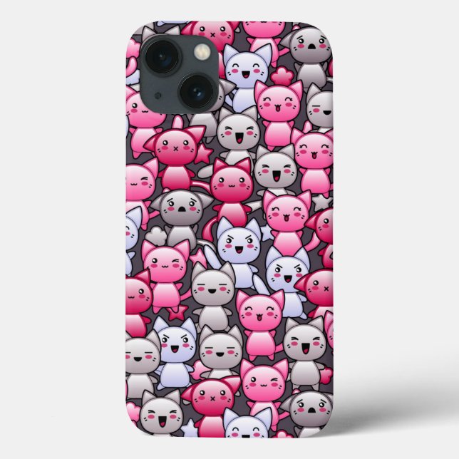 pattern with cute kawaii doodle cats 2 Case-Mate iPhone case (Back)