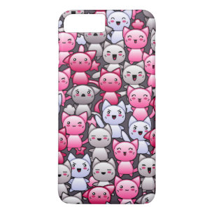 pattern with cute kawaii doodle cats 2 iPhone 8 plus/7 plus case