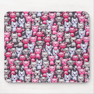 pattern with cute kawaii doodle cats 2 mouse pad