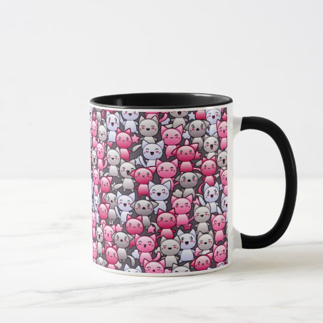 pattern with cute kawaii doodle cats 2 mug (Right)