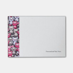 pattern with cute kawaii doodle cats 2 post-it notes