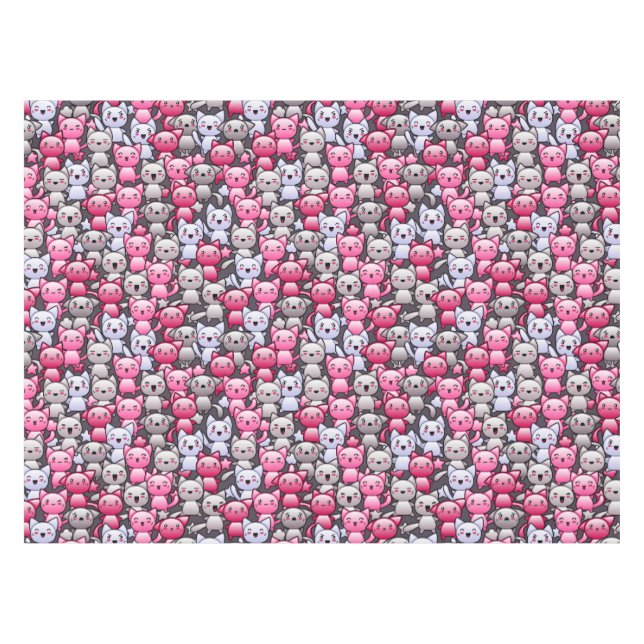pattern with cute kawaii doodle cats 2 tablecloth (Front (Horizontal))