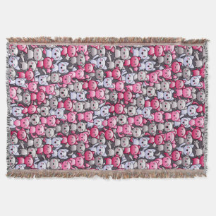 pattern with cute kawaii doodle cats 2 throw blanket