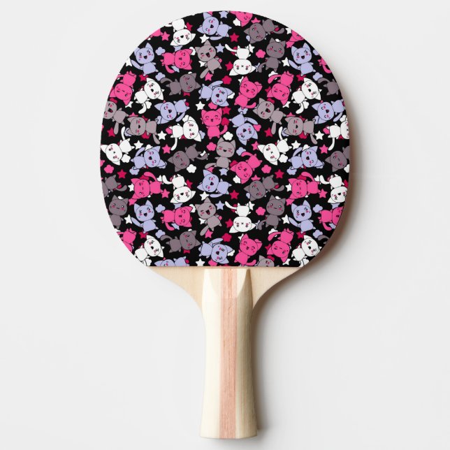pattern with cute kawaii doodle cats 3 ping pong paddle (Front)