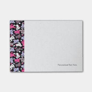 pattern with cute kawaii doodle cats 3 post-it notes