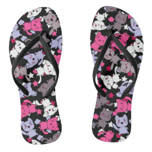 pattern with cute kawaii doodle cats 3 thongs
