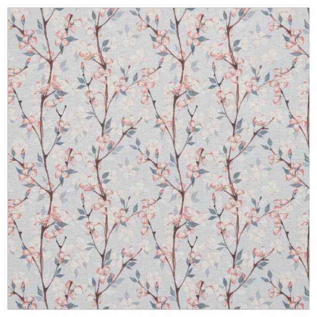 Pattern with delicate spring sakura flowers fabric (Swatch)