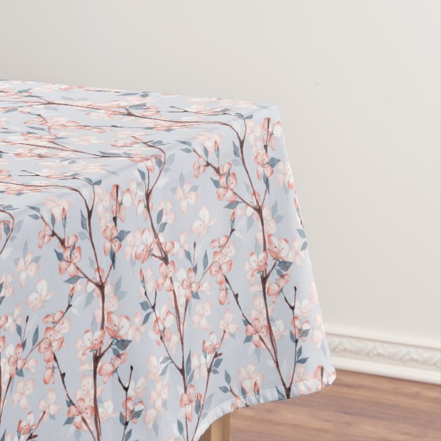 Pattern with delicate spring sakura flowers tablecloth (In Situ)