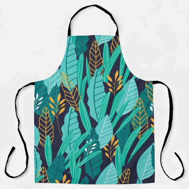 Pattern with different abstract tropical leaves apron (Front)