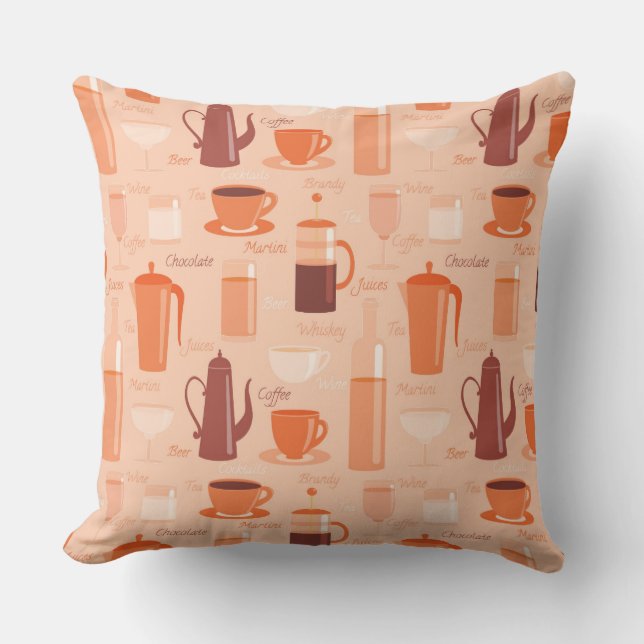 Pattern with drinks and text cushion (Front)