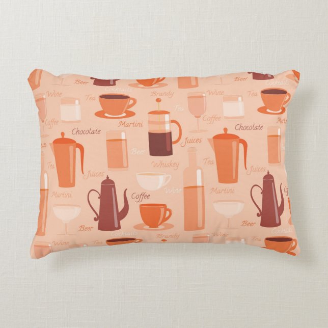 Pattern with drinks and text decorative cushion (Front)